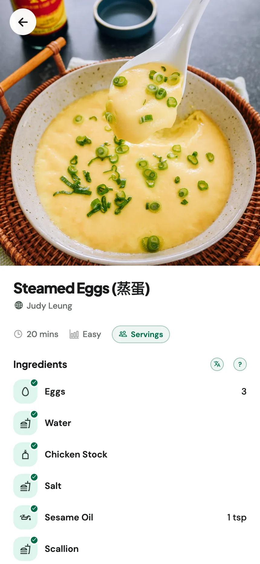 Stokd saved recipe screen showing ingredients checked against the pantry
